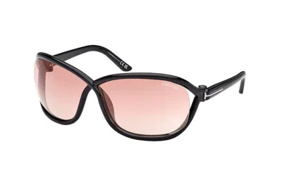 Pre-owned Tom Ford Fernanda Butterfly Sunglasses Black/peach (ft1069s-01z-68)
