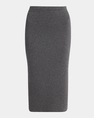 Tom Ford Ribbed Cashmere Midi Pencil Skirt In Gray