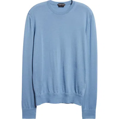 Tom Ford Fine Gauge Cashmere & Silk Crewneck Sweater In Blue