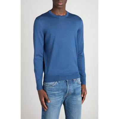 Tom Ford Fine Gauge Cashmere & Silk Crewneck Sweater In Blue