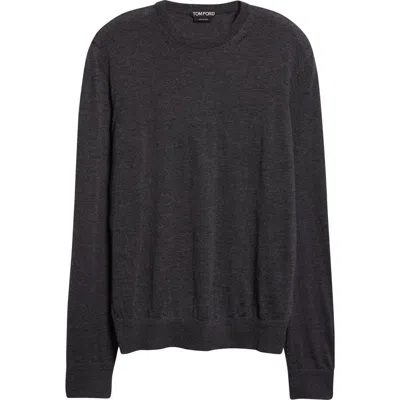 Tom Ford Fine Gauge Cashmere & Silk Crewneck Sweater In Gray