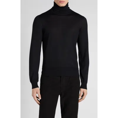 Tom Ford Fine Gauge Cashmere & Silk Turtleneck Sweater In Black