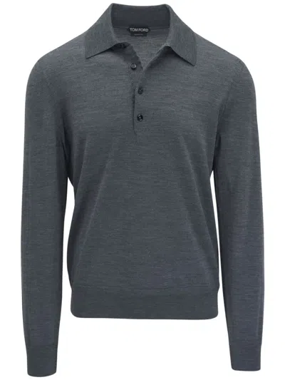 Tom Ford Fine Gauge Polo Shirt In Grey