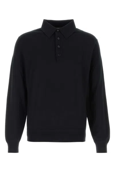 Tom Ford Fine Gauge Pure Wool Ls Polo In Black