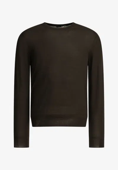 Tom Ford Cashmere And Silk Crew-neck Sweater In Brown