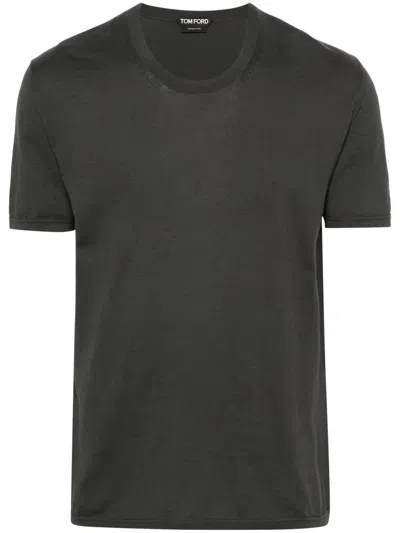 Tom Ford Fine-knit Cotton T-shirt In Grey