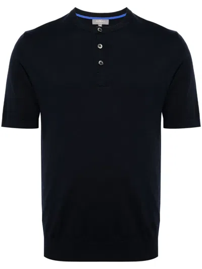 Tom Ford Fine-knit Henley Top In Blue