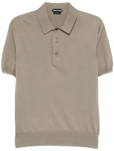 Tom Ford Fine-knit Polo Shirt In Green