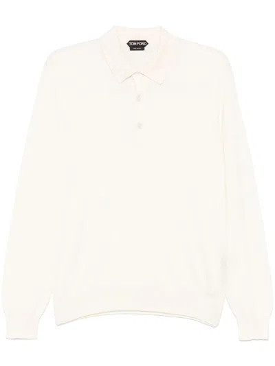 Tom Ford Fine-knit Polo Shirt In Neutrals