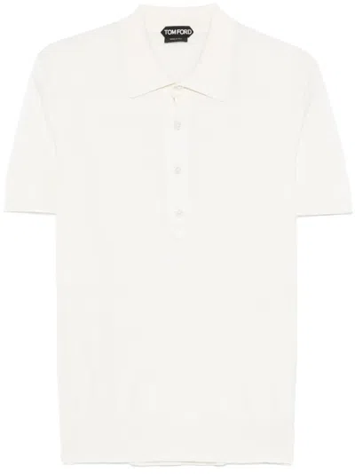 Tom Ford Fine-knit Polo Shirt In Neutrals