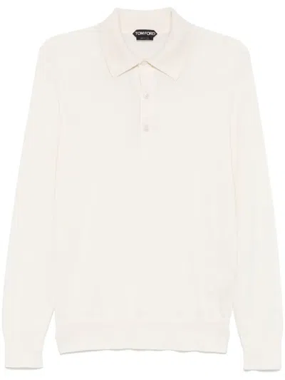 Tom Ford Fine-knit Polo Shirt In White