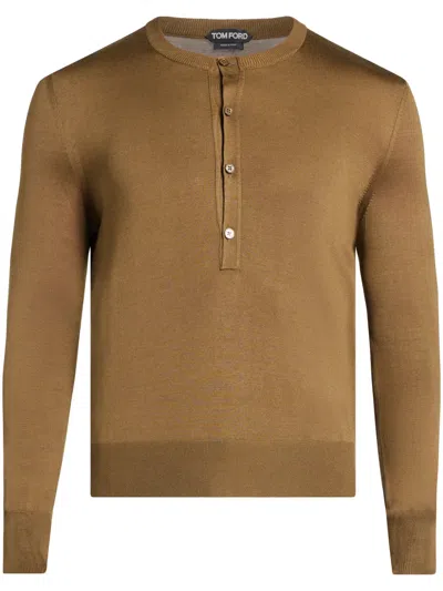 Tom Ford Fine-knit Silk T-shirt In Grün