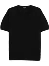 Tom Ford Placed Rib Slim-fit Lyocell And Cotton-blend Jersey T-shirt In Black
