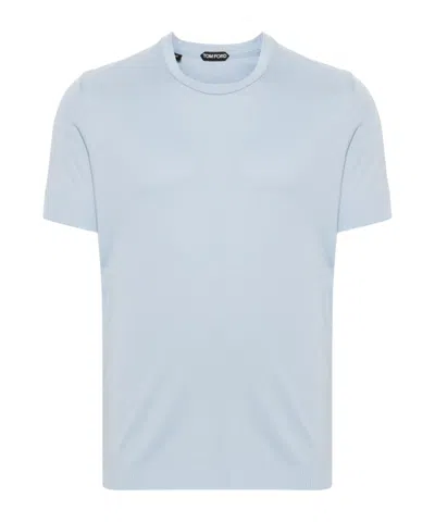 Tom Ford Classic Crewneck Short-sleeved T-shirt In Blue