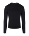 Tom Ford Fine Gauge Wool Knit Crewneck Sweater In Black