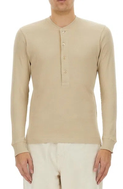 TOM FORD FINE-RIBBED LOGO EMBROIDERED T-SHIRT