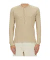 Tom Ford Mens Beige Ribbed Long-sleeve Cotton And Modal Henley Top In Nude