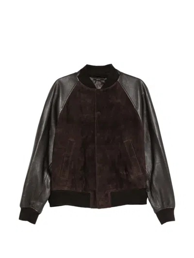 Tom Ford Fine Suede Bomber In Black