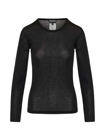 Tom Ford Fine-knit Long-sleeve T-shirt In Black