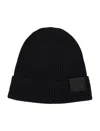 Tom Ford Mens Black Logo-patch Ribbed Cashmere-knit Beanie Hat In Black