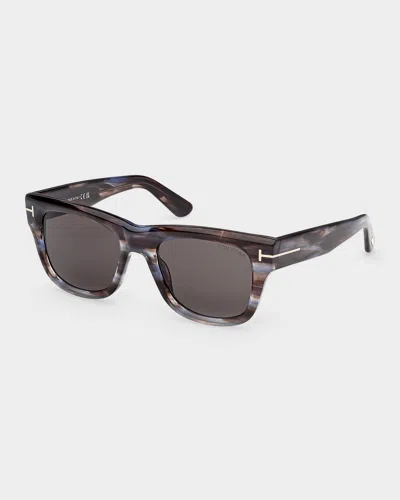 Tom Ford Finn-02 Acetate Rectangular Sunglasses In Gray