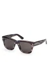 Tom Ford Finn Rectangular Sunglasses, 53mm In Gray
