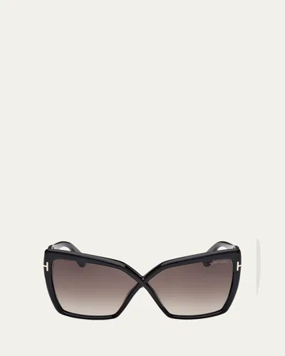 Tom Ford Fiore Acetate Butterfly Sunglasses In Black