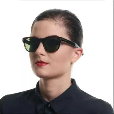 Pre-owned Tom Ford Fisher Ft0531 52n Dark Havana Sonnenbrille Sunglasses Green Shades 49mm In Green Lenses