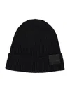 Tom Ford Mens Black Logo-patch Ribbed Cashmere-knit Beanie Hat In Black