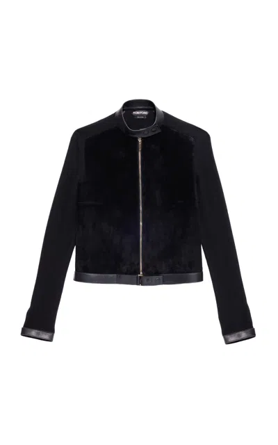 Tom Ford Fitted Cashmere-leather Biker Jacket In Multi