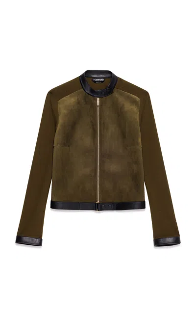 Tom Ford Fitted Cashmere-leather Biker Jacket In Green