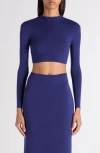 Tom Ford Fitted Long Sleeve Cashmere Crop Sweater In Blue
