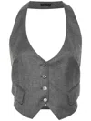 Tom Ford Wool Halterneck Open-back Vest With Dart Detailing In Black