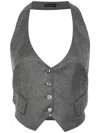 Tom Ford Wool Halterneck Open-back Vest With Dart Detailing In Grau