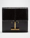 Tom Ford Black Grain Leather Tara Compact Wallet In Black
