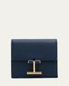 Tom Ford Flap Card Holder In Snake-embossed Leather In Blue