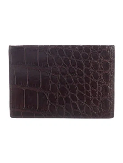 Pre-owned Tom Ford Flap Closure Leather Passport Holder In Brown
