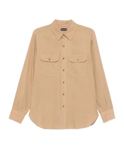 Tom Ford Flap Pocket Long-sleeved Shirt In Neutral