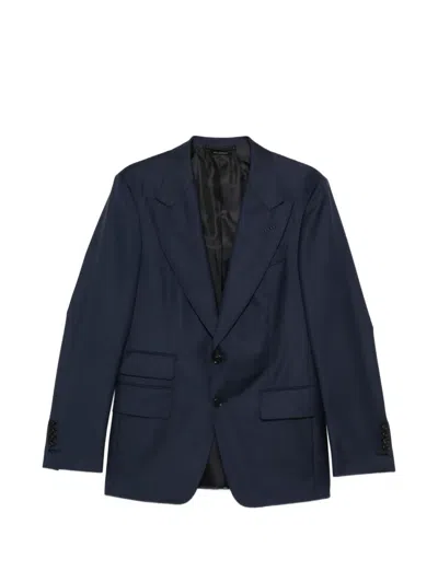 Tom Ford Flap-pocket Single-breasted Suit In Blue