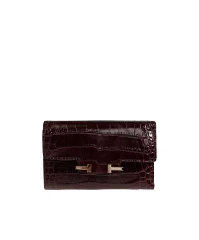 Tom Ford Flap Wallet In Burgundy