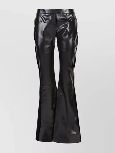TOM FORD FLARED LEATHER AND VELVET TROUSERS
