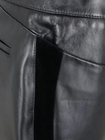 Tom Ford Flared Leather And Velvet Trousers In Black