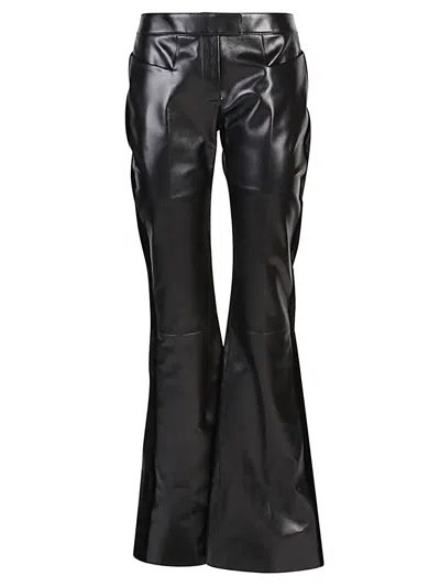 Tom Ford Flared Leather And Velvet Trousers In Black