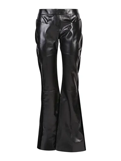 Tom Ford Flared Leather Trousers In Nero