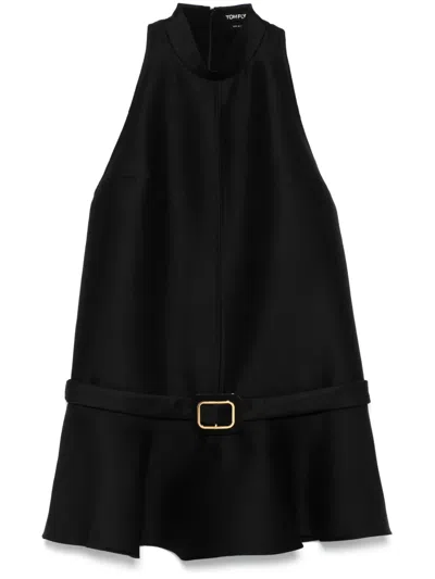 Tom Ford Couture Mock Neck Mini Dress In Black