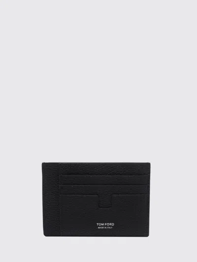 Tom Ford Flat Calf Leather Card Holder With Seven Slots And Laminated Logo In 黑色