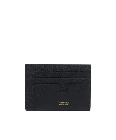 Tom Ford Logo Printed Hooked Card Holder In Black
