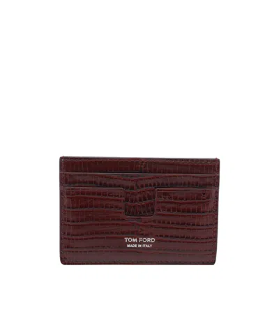 Tom Ford Flat Card Holder In Brown