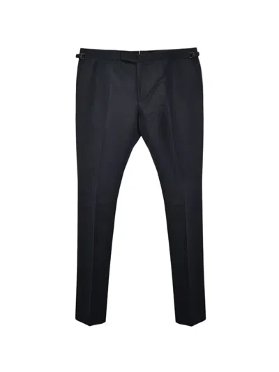 Tom Ford Flat Front Straight-leg Trousers In Black