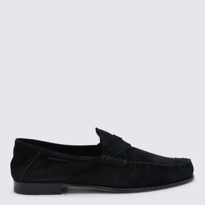 Tom Ford Braided-strap Suede Loafers In Black